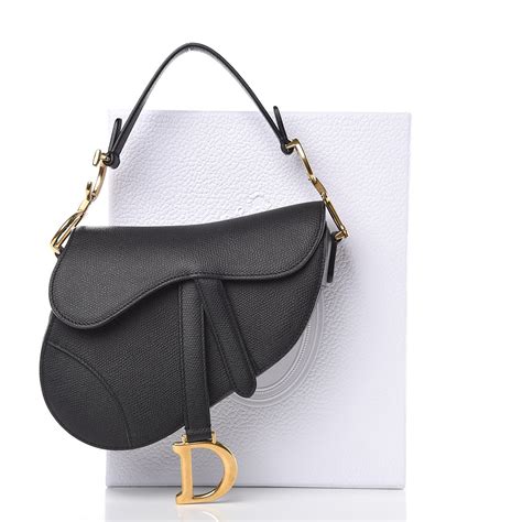 christian dior saddle calfskin black|dior black grained bag.